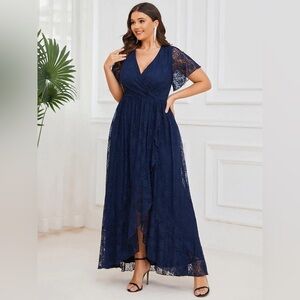 🆕 Plus Size Ruffled Lace Formal Evening Dress